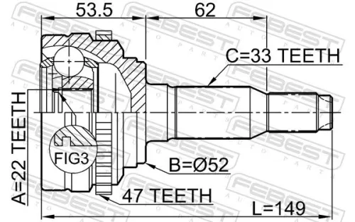 FEBEST Joint Kit, drive shaft (1110-J200A47)
