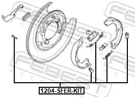 FEBEST Accessory Kit, parking brake shoes (1204-SFER-KIT)
