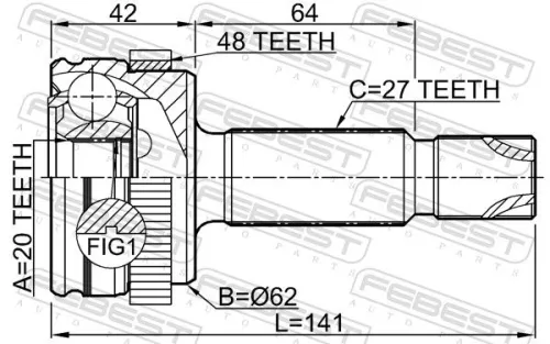 FEBEST Joint Kit, drive shaft (1210-D7A48R)