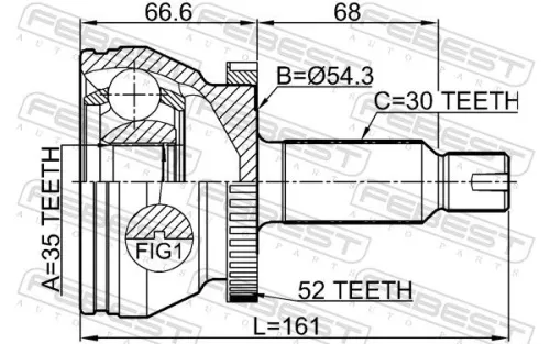 FEBEST Joint Kit, drive shaft (1210-DMA52)