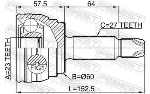 FEBEST Joint Kit, drive shaft (1210-ELN19)