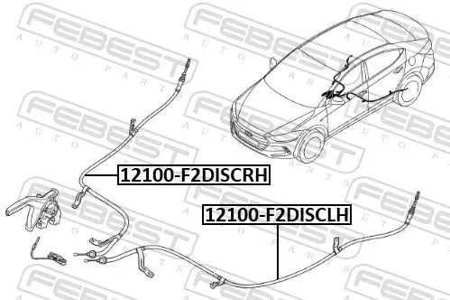 FEBEST Cable Pull, parking brake (12100-F2DISCRH)