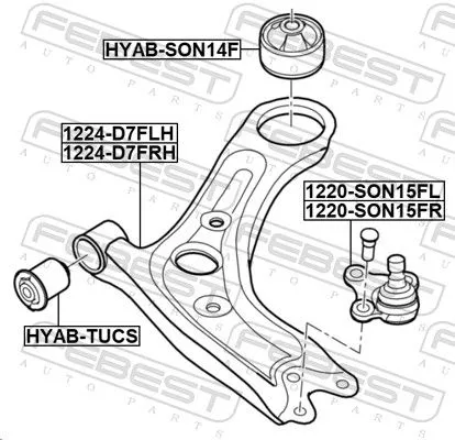 FEBEST Control/Trailing Arm, wheel suspension (1224-D7FRH)