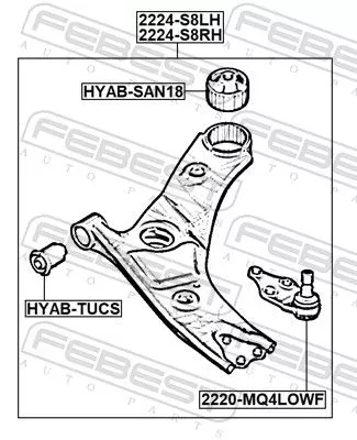 FEBEST Control/Trailing Arm, wheel suspension (1224-S8LH)