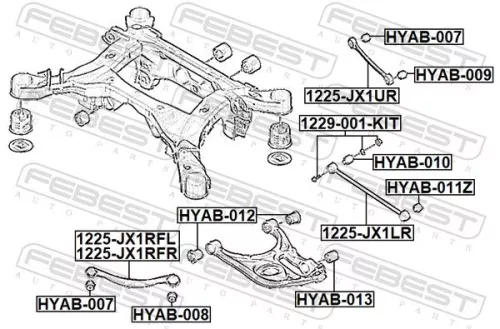 FEBEST Control/Trailing Arm, wheel suspension (1225-JX1LR)