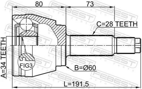 FEBEST Joint Kit, drive shaft (1410-REXII)