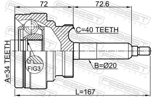 FEBEST Joint Kit, drive shaft (1410-ROD)