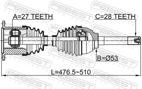 FEBEST Drive Shaft (1414-KOR)