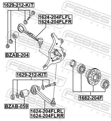 FEBEST Control/Trailing Arm, wheel suspension (1624-204FLFR)