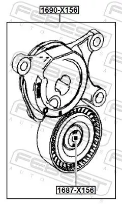 FEBEST Tensioner Pulley, V-ribbed belt (1687-X156)