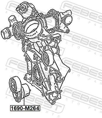 FEBEST Belt Tensioner, V-ribbed belt (1690-M264)