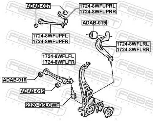 FEBEST Control/Trailing Arm, wheel suspension (1724-8WFLRL)