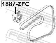 FEBEST Tensioner Pulley, V-ribbed belt (1887-ZFC)