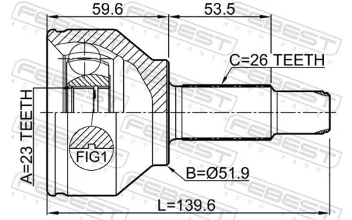 FEBEST Joint Kit, drive shaft (1910-R60)