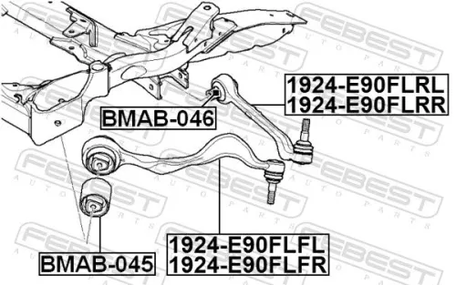 FEBEST Control/Trailing Arm, wheel suspension (1924-E90FLFR)