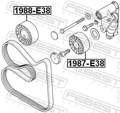 FEBEST Deflection/Guide Pulley, V-ribbed belt (1988-E38)