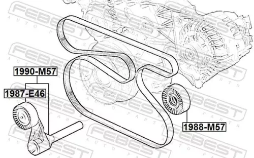 FEBEST Deflection/Guide Pulley, V-ribbed belt (1988-M57)