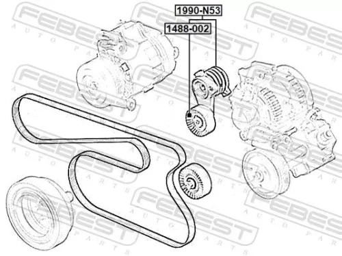 FEBEST Belt Tensioner, V-ribbed belt (1990-N53)