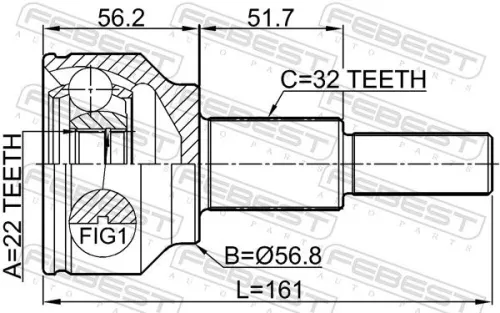 FEBEST Joint Kit, drive shaft (2010-JOURR)