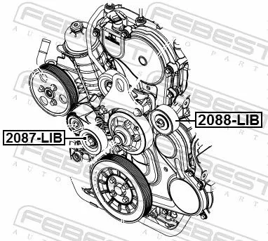 FEBEST Deflection/Guide Pulley, V-ribbed belt (2087-LIB)