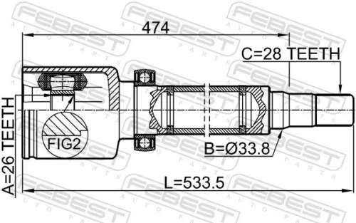 FEBEST Joint Kit, drive shaft (2111-CA2RH)