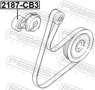 FEBEST Tensioner Pulley, V-ribbed belt (2187-CB3)