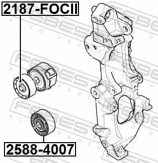 FEBEST Tensioner Pulley, V-ribbed belt (2187-FOCII)