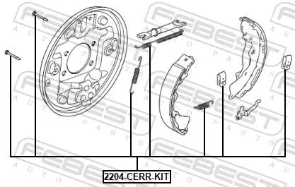 FEBEST Accessory Kit, parking brake shoes (2204-CERR-KIT)
