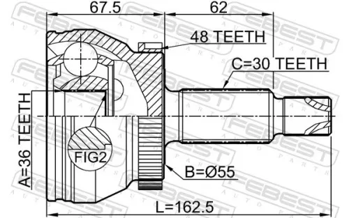 FEBEST Joint Kit, drive shaft (2210-OPTA48)