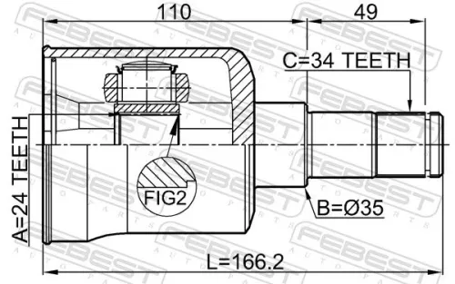FEBEST Joint Kit, drive shaft (2211-CARLH)