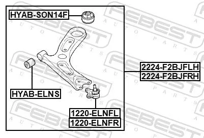 FEBEST Control/Trailing Arm, wheel suspension (2224-F2BJFLH)