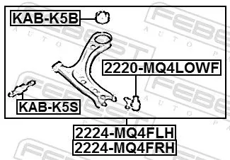 FEBEST Control/Trailing Arm, wheel suspension (2224-MQ4FLH)