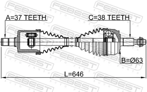 FEBEST Drive Shaft (2314-T6ATLH)