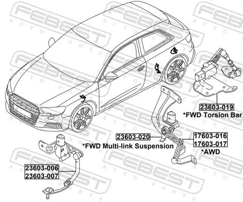 FEBEST Sensor, headlight levelling (23603-006)