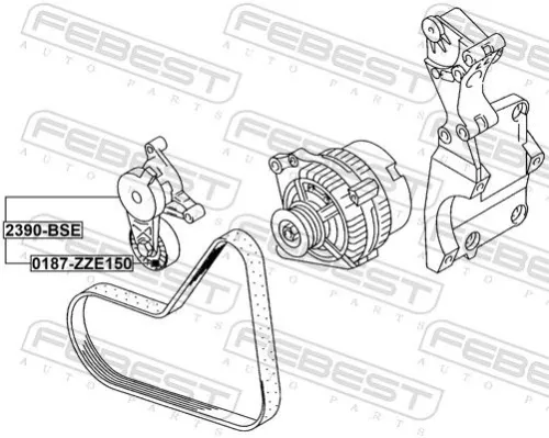 FEBEST Belt Tensioner, V-ribbed belt (2390-BSE)