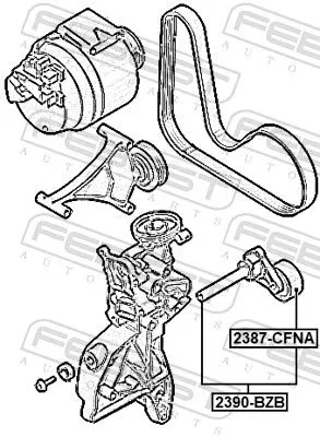 FEBEST Belt Tensioner, V-ribbed belt (2390-BZB)