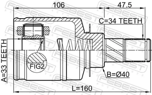 FEBEST Joint Kit, drive shaft (2411-CAPTLH)