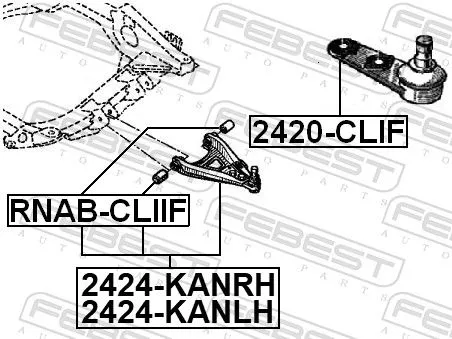 FEBEST Control/Trailing Arm, wheel suspension (2424-KANRH)