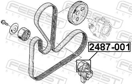 FEBEST Tensioner Pulley, V-ribbed belt (2487-001)