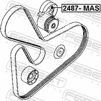 FEBEST Tensioner Pulley, V-ribbed belt (2487-MAS)