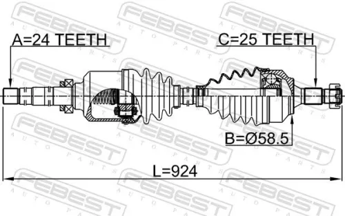 FEBEST Drive Shaft (2514-B7MTRH)