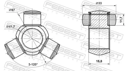FEBEST Spider Assembly, drive shaft (2516-C4B7)