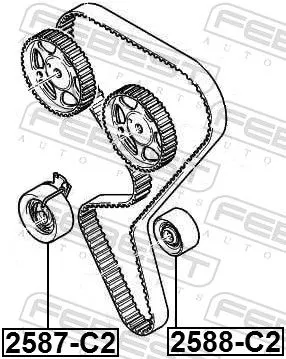 FEBEST Tensioner, timing belt (2587-C2)