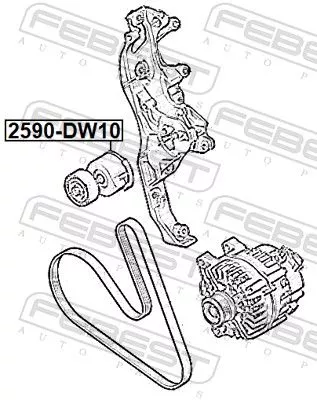 FEBEST Belt Tensioner, V-ribbed belt (2590-DW10)