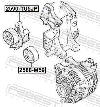 FEBEST Belt Tensioner, V-ribbed belt (2590-TU5JP)