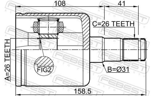 FEBEST Joint Kit, drive shaft (2711-S40IILH)