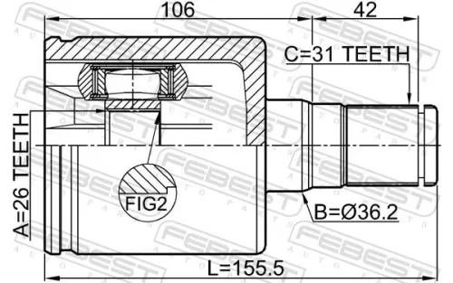 FEBEST Joint Kit, drive shaft (2711-S60IILH)