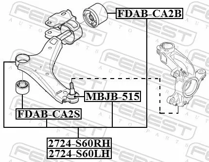 FEBEST Control/Trailing Arm, wheel suspension (2724-S60RH)