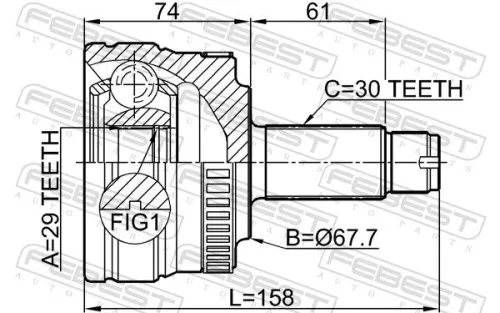 FEBEST Joint Kit, drive shaft (2910-RRIIIR)