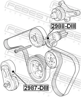 FEBEST Deflection/Guide Pulley, V-ribbed belt (2988-DIII)